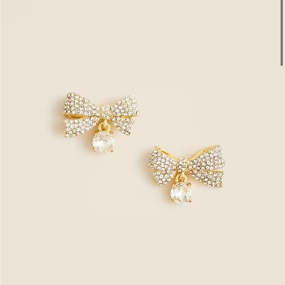 J crew Pavé bow drop earrings - Picture 1 of 3